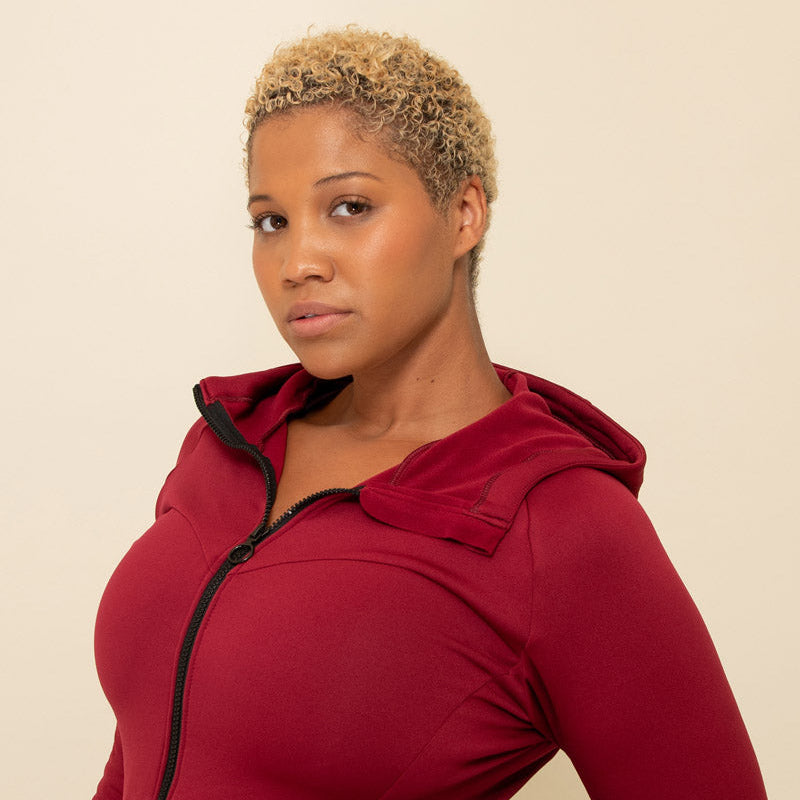 Maaree Sisterhoodie burgundy hoodie ladies with pockets and gps pocket