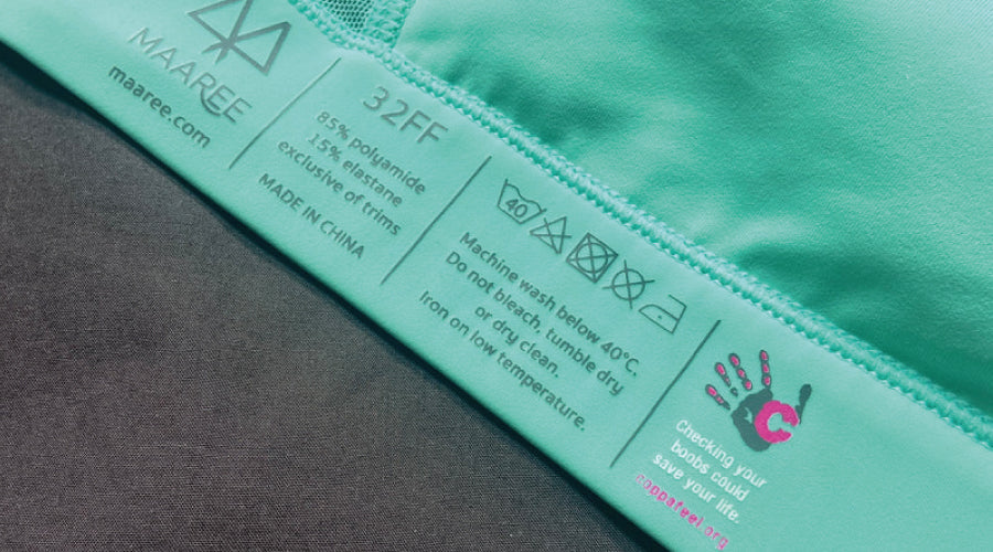 Coppafeel logo inside a mint coloured maaree sports bra